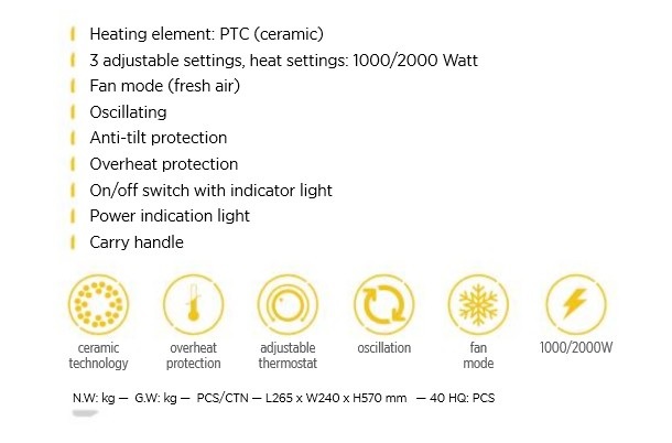 Pieper MK-6980 Keramikheizer, 1000/2000 Watt