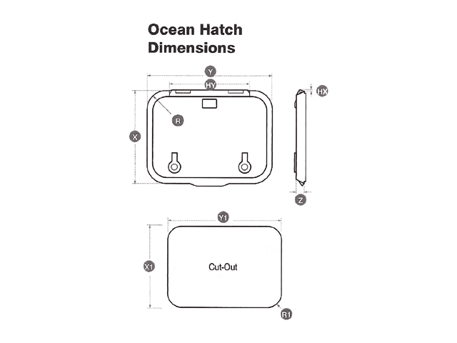 Lewmar Ocean-Luke mit Flansch 266 x 411 mm Größe 20