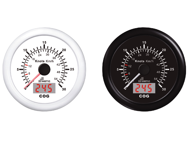 Wema GPS-Speedometer Analog weiß 15kn/27km Wema GPS-Speedometer Analog weiß 15kn/27km