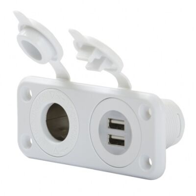 Marinco USB Einbau Doppel-Ladesteckdose Weiß UM12VCOMBOW