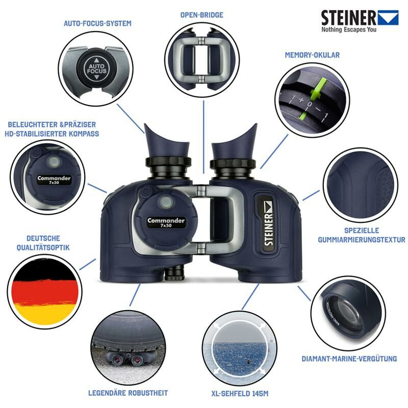 Steiner Fernglas Commander 7x50C Kompass *NEU*