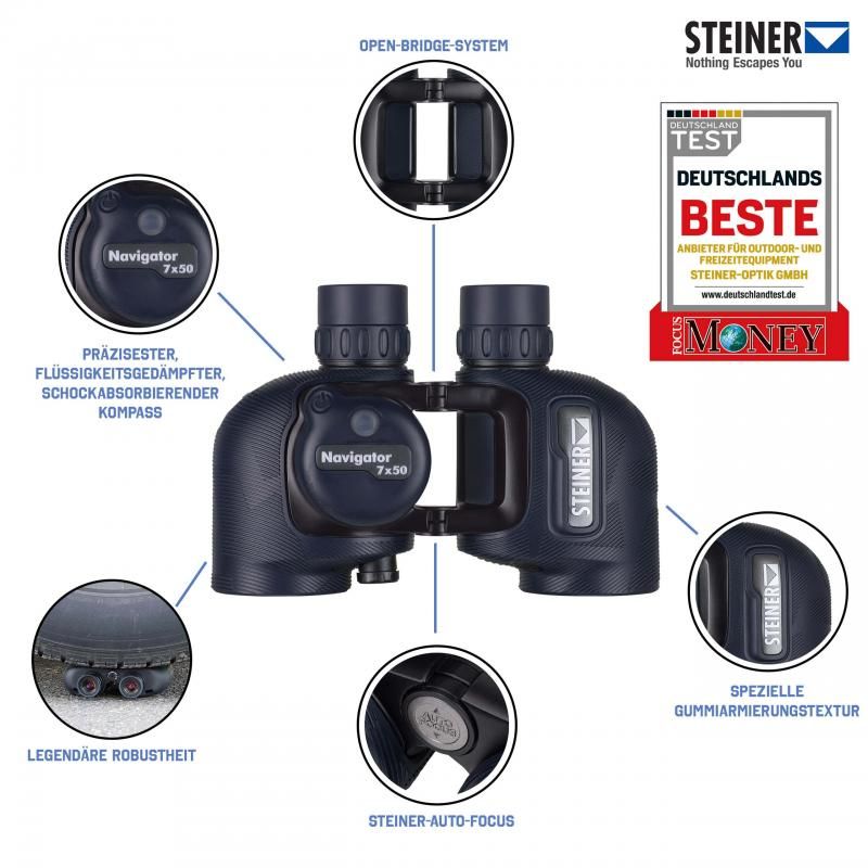 Steiner Fernglas Navigator 7x50C Kompass *NEU* inkl.Schwimmgurt