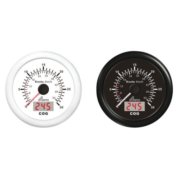 Wema GPS-Speedometer Analog weiß 30kn/54km Wema GPS-Speedometer Analog weiß 30kn/54km