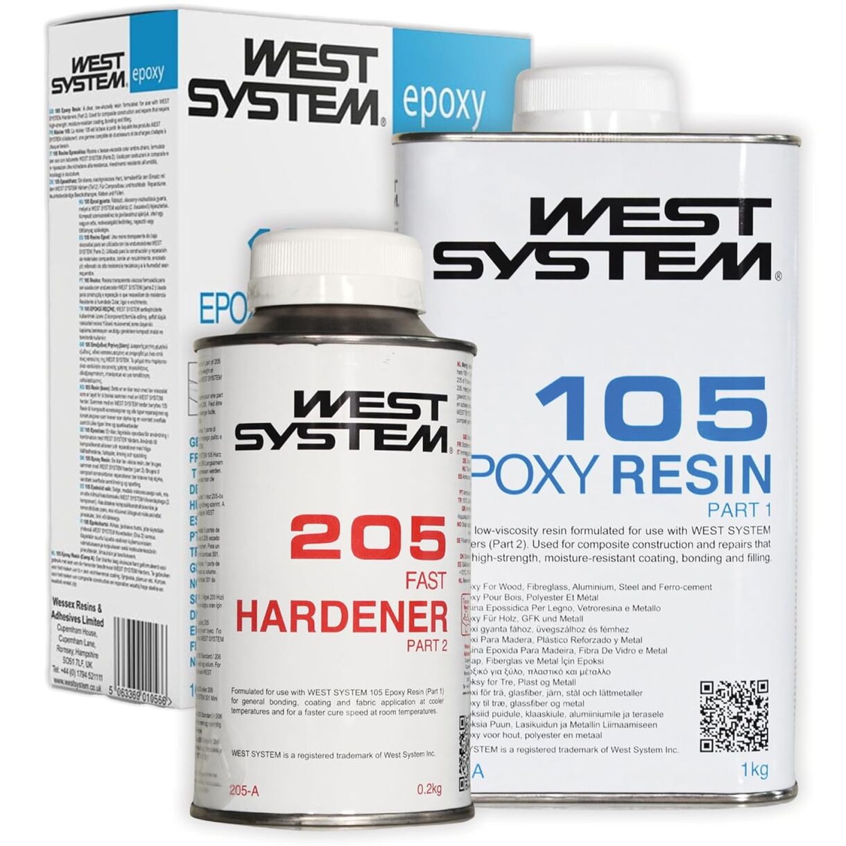West System A-Pack 1kg 105 Harz + 200g 205 schneller Härter West System A-Pack 1kg 105 Harz + 200g 205 schneller Härter